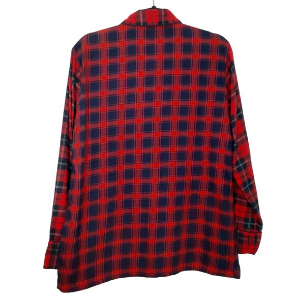 J Crew Flannel Pajamas Cotton Red Tartan Plaid Long Sleeve PJs Adult M Christmas - Picture 4 of 16